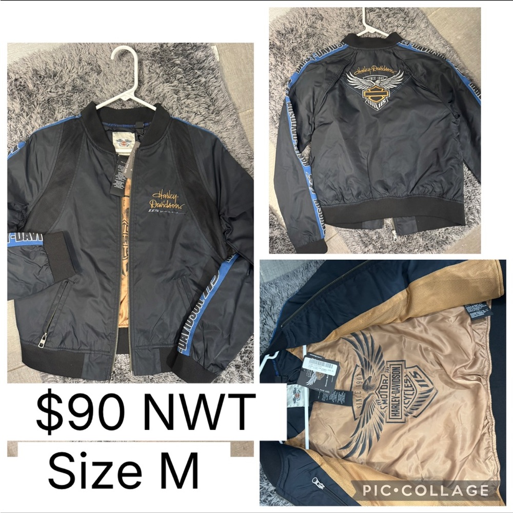 Harley-Davidson Black and Gold Women’s Bomber Jacket